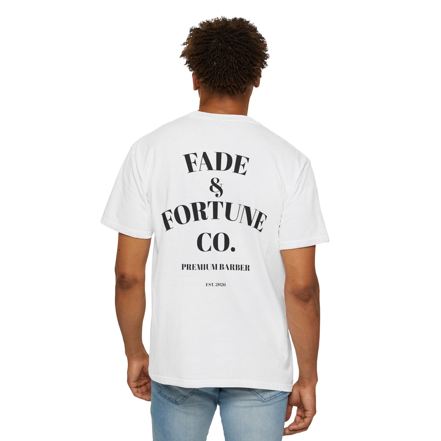 Fade & Fortune Co. T-Shirt — Vintage Barber Logo Tee
