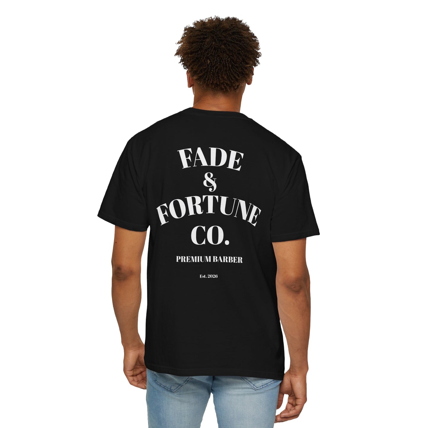 Fade & Fortune Co. T-Shirt — Vintage Barber Logo Tee